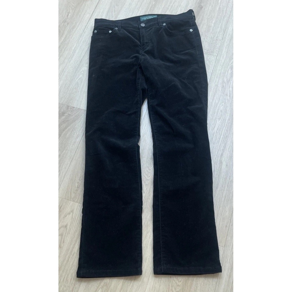 LRL Lauren Ralph Lauren‎ Black Corduroy Pants Women's 10 31x29 Stretch Straight